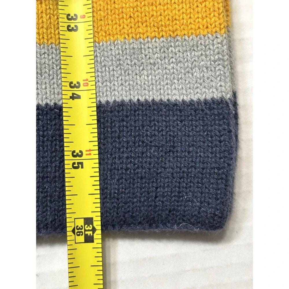Tommy Hilfiger Varsity H Knit Scarf Navy Yellow Gray Cotton Winter Scarf 72